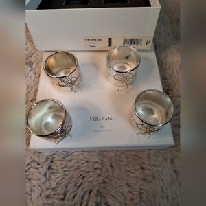 EUC Vintage Vera Wang Silver 4 Four Napkin Rings Set with Bow Design Silverplate